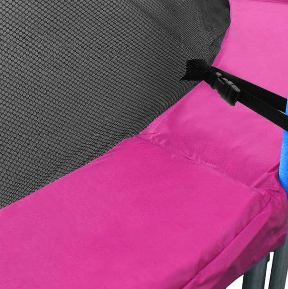 NNEDPE 08ft Trampoline Replacement Safety Pad and Net Round 6 Poles Pink