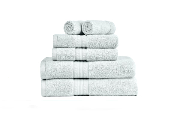 NNEIDS 500GSM 100% Cotton Towel Set -Zero Twist 6 Pieces -Glacier Grey