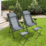 NNECW Folding Recliner Chair with 7-Position Adjustable Backrest