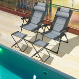 NNECW Folding Recliner Chair with 7-Position Adjustable Backrest