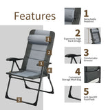 NNECW Folding Recliner Chair with 7-Position Adjustable Backrest