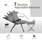 NNECW Folding Recliner Chair with 7-Position Adjustable Backrest