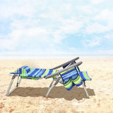 NNECW 2-Pack Folding Backpack 5-Position Beach Chair with Pillow for Outdoor Blue