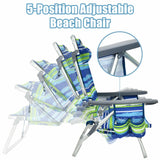 NNECW 2-Pack Folding Backpack 5-Position Beach Chair with Pillow for Outdoor Blue