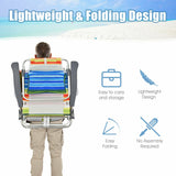 NNECW Set of 2 Folding Beach Chair Set with Headrest and Cup Holder-Multicolor