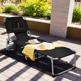 NNECW Folding Beach Lounge Chair with Pillow for Outdoor-Black