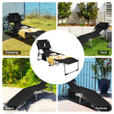 NNECW Folding Beach Lounge Chair with Pillow for Outdoor-Black