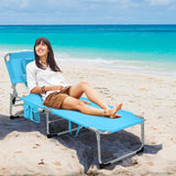 NNECW Folding Beach Lounge Chair with Pillow for Outdoor-Blue
