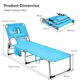 NNECW Folding Beach Lounge Chair with Pillow for Outdoor-Blue