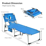 NNECW Folding Beach Lounge Chair with Pillow for Outdoor-Navy
