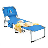 NNECW Folding Beach Lounge Chair with Pillow for Outdoor-Navy