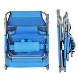NNECW Folding Beach Lounge Chair with Pillow for Outdoor-Navy