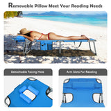 NNECW Folding Beach Lounge Chair with Pillow for Outdoor-Navy