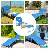 NNECW Folding Beach Lounge Chair with Pillow for Outdoor-Navy