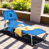 NNECW Folding Beach Lounge Chair with Pillow for Outdoor-Navy