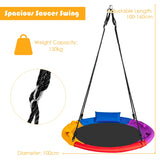 NNECW Colorful Saucer Tree Swing Outdoor Round Platform Swing with Pillow for Kids