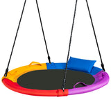 NNECW Colorful Saucer Tree Swing Outdoor Round Platform Swing with Pillow for Kids