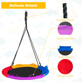 NNECW Colorful Saucer Tree Swing Outdoor Round Platform Swing with Pillow for Kids