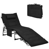 NNECW 4-Fold Oversize Padded Folding Chaise Lounge Chair for Outdoor Black