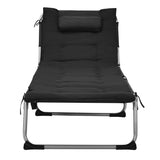 NNECW 4-Fold Oversize Padded Folding Chaise Lounge Chair for Outdoor Black