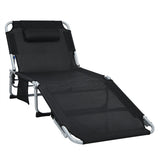 NNECW 4-Fold Oversize Padded Folding Chaise Lounge Chair for Outdoor Black