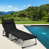 NNECW 4-Fold Oversize Padded Folding Chaise Lounge Chair for Outdoor Black
