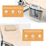 NNECW 4-Fold Oversize Padded Folding Chaise Lounge Chair for Outdoor Beige