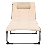 NNECW 4-Fold Oversize Padded Folding Chaise Lounge Chair for Outdoor Beige