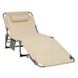 NNECW 4-Fold Oversize Padded Folding Chaise Lounge Chair for Outdoor Beige