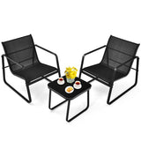 NNECW 3 Pieces Patio Bistro Furniture Set Glass Top Table for Garden