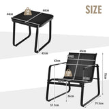 NNECW 3 Pieces Patio Bistro Furniture Set Glass Top Table for Garden