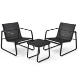 NNECW 3 Pieces Patio Bistro Furniture Set Glass Top Table for Garden