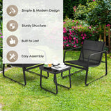 NNECW 3 Pieces Patio Bistro Furniture Set Glass Top Table for Garden