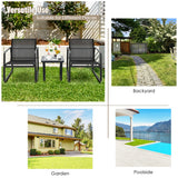 NNECW 3 Pieces Patio Bistro Furniture Set Glass Top Table for Garden