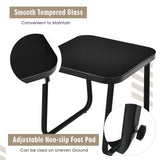 NNECW 3 Pieces Patio Bistro Furniture Set Glass Top Table for Garden