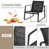 NNECW 3 Pieces Patio Bistro Furniture Set Glass Top Table for Garden