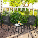 NNECW 3 Pieces Patio Bistro Furniture Set Glass Top Table for Garden