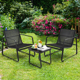 NNECW 3 Pieces Patio Bistro Furniture Set Glass Top Table for Garden