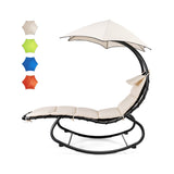 NNECW Hammock Chair with Pillow Canopy Stand Cushion for Outdoor-Beige