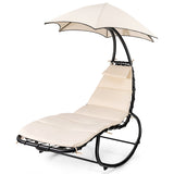 NNECW Hammock Chair with Pillow Canopy Stand Cushion for Outdoor-Beige