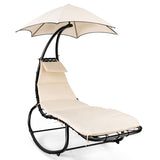 NNECW Hammock Chair with Pillow Canopy Stand Cushion for Outdoor-Beige