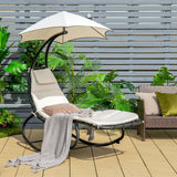 NNECW Hammock Chair with Pillow Canopy Stand Cushion for Outdoor-Beige