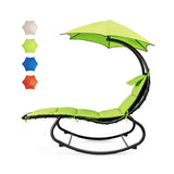 NNECW Hammock Chair with Pillow Canopy Stand Cushion for Outdoor-Green