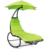 NNECW Hammock Chair with Pillow Canopy Stand Cushion for Outdoor-Green