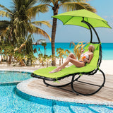 NNECW Hammock Chair with Pillow Canopy Stand Cushion for Outdoor-Green