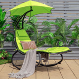 NNECW Hammock Chair with Pillow Canopy Stand Cushion for Outdoor-Green