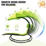 NNECW Hammock Chair with Pillow Canopy Stand Cushion for Outdoor-Green