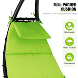 NNECW Hammock Chair with Pillow Canopy Stand Cushion for Outdoor-Green