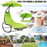 NNECW Hammock Chair with Pillow Canopy Stand Cushion for Outdoor-Green