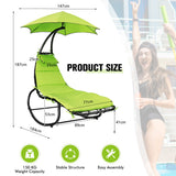 NNECW Hammock Chair with Pillow Canopy Stand Cushion for Outdoor-Green